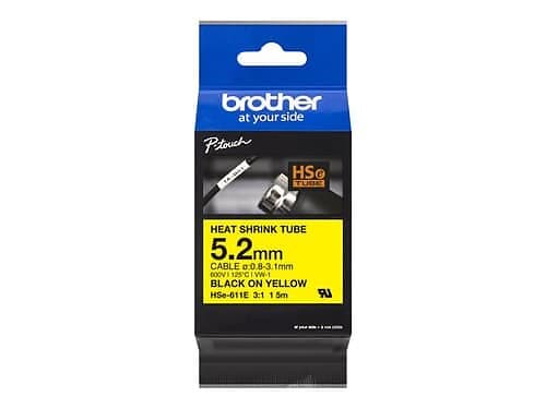 Brother Tape Krympslang 5,2mm Hse-611e Svart/gul