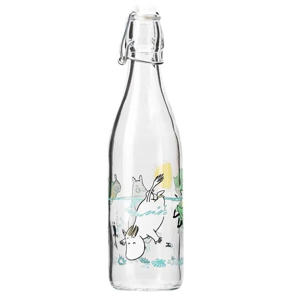 Muurla Mumin glasflaska 0,5l Fun in the water