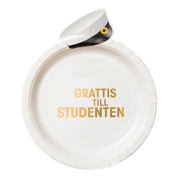 Papperstallrikar Studentmössa 8-pack