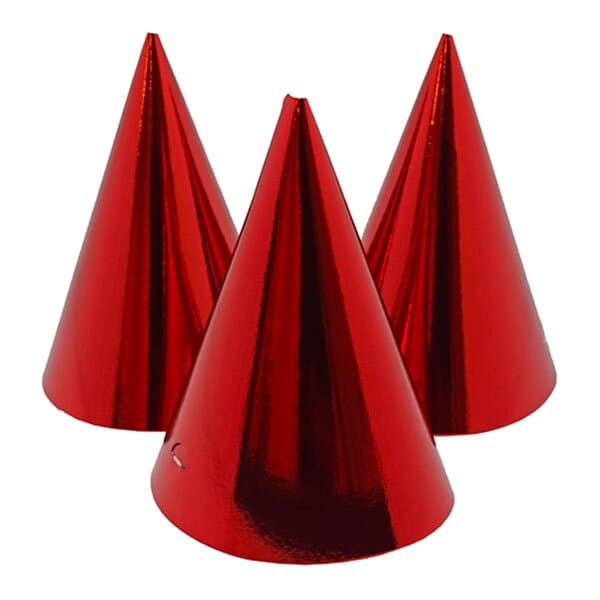 Partyhattar Röd Metallic 6-pack