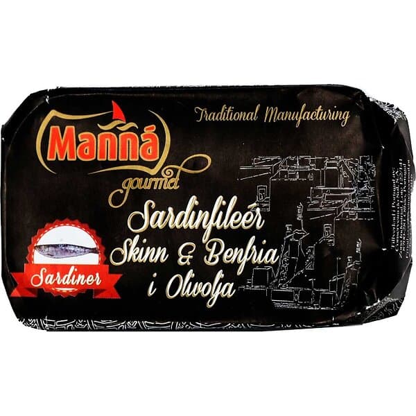 Manná Sardinfiléer Skinnfria i Olivolja 120g