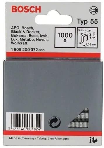 Bosch Häftklammer ; 6x16 mm; 1000 vnt.; tipas 55 stål