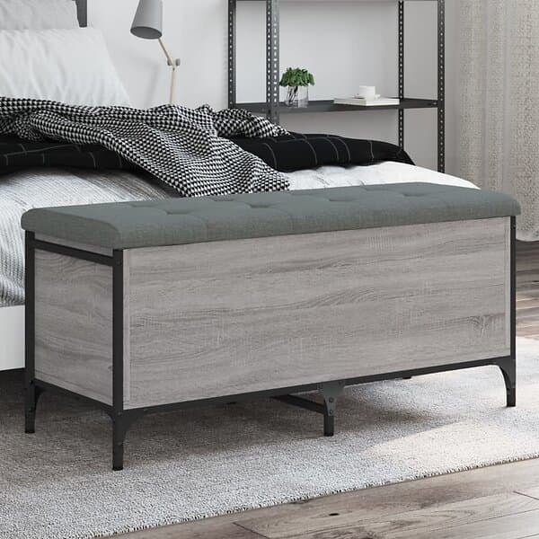 vidaXL Förvaringsbänk grå sonoma 102x42x45 cm konstruerat trä 835150