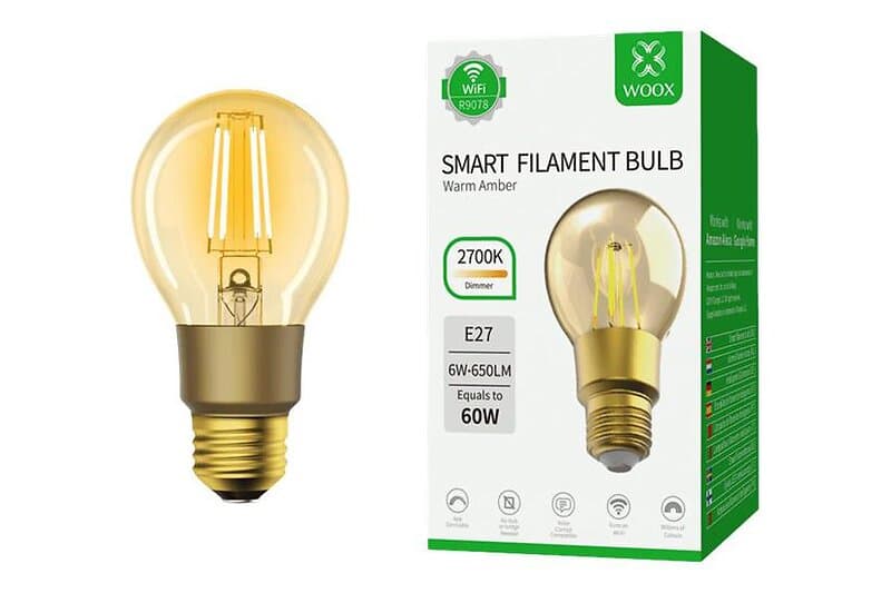 Woox R9078 LED-glödlampa med filament E27 6W bärnstensgult ljus 2700 K