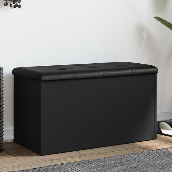 vidaXL Förvaringsbänk svart 82x42x45 cm konstruerat trä 835048