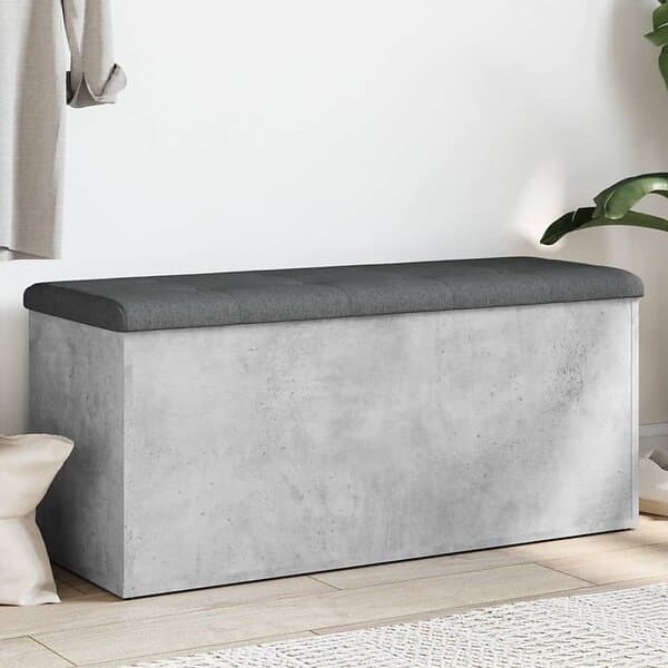 vidaXL Förvaringsbänk betonggrå 102x42x45 cm konstruerat trä 835057