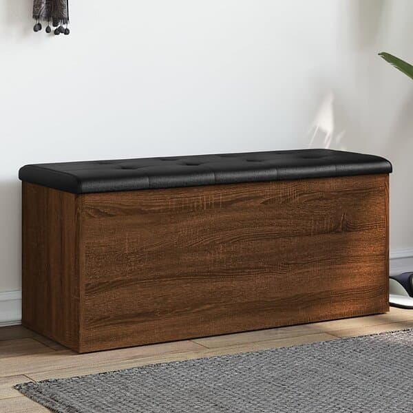 vidaXL Förvaringsbänk brun ek 102x42x45 cm konstruerat trä 835060