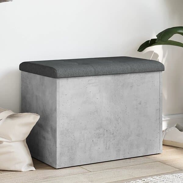 vidaXL Förvaringsbänk betonggrå 62x42x45 cm konstruerat trä 835043