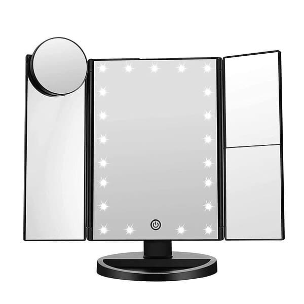 Uniq LED Trifold Hollywood Makeup Spegel Svart