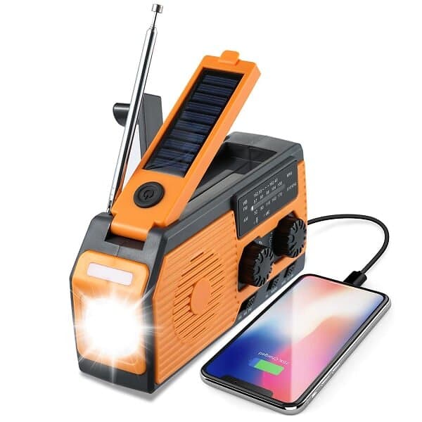 N-store Vevradio Med Solcell Och Powerbank Extreme 5000 Mah Orange