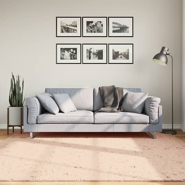 vidaXL Mjuk matta med kort lugg tvättbar puderrosa 200x200 cm 375156