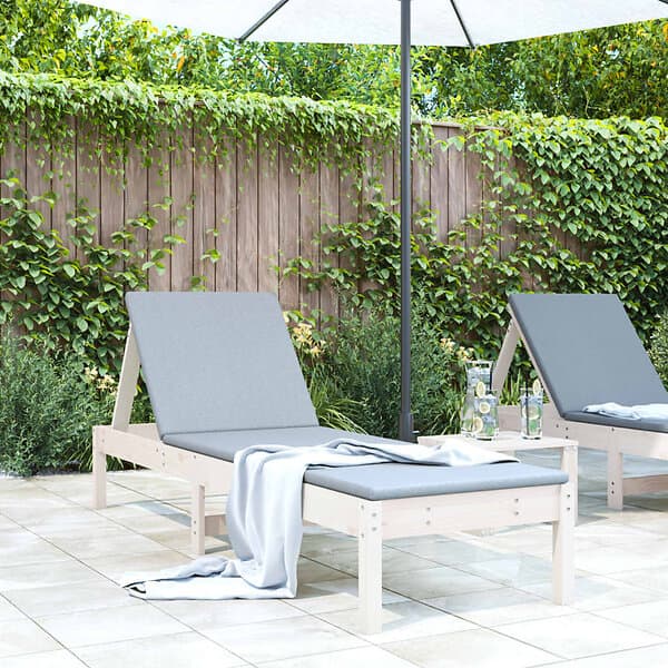 vidaXL Solsäng vit 199,5x60x74 cm massiv furu 825067
