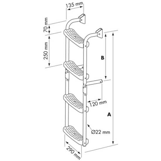 Plastimo Stainless Steel Folding Ladder 90 Crook Grå 2+3 Steps