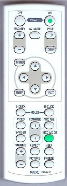 NEC ersättningsfjärrkontroll RD-445E för NP300 NP305 NP310 NP400 NP405 NP410 NP500/W NP510/W NP600/S NP610/S VT48 VT480 VT49 VT490 VT491 VT5