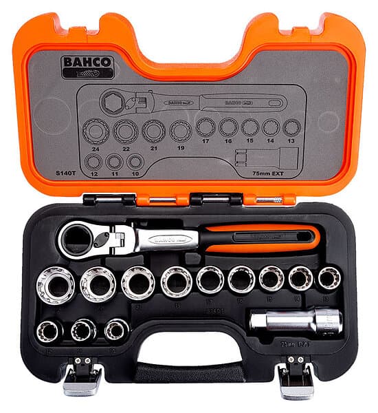Bahco S140T Hylsnyckelsats med Genomgående Hylsor 10-24mm (12st hylsor)