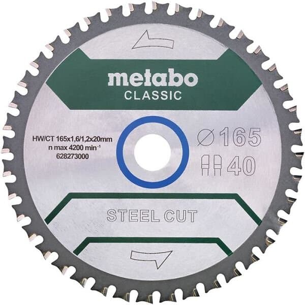 Metabo Sågklinga Steel Cut Classic 165x20 Z40 FZFA/FZFA 4°