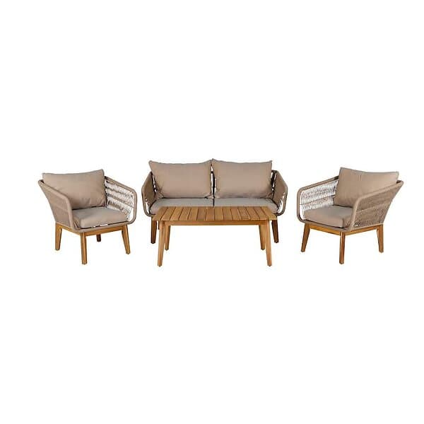 Venture Home Soffgrupp Caisa Utomhus Chania Sofa set Latte/Acacia 9326-027