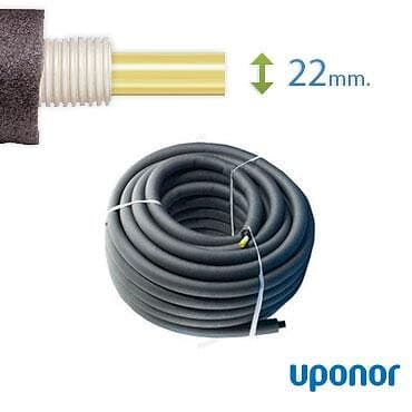 Uponor 50 meter Universal Pex Rör-i-Rör med isolering 22 mm till vatten och värme