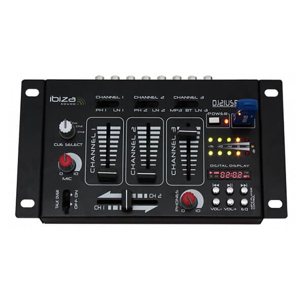 Ibiza DJ Mixer w. bluetooth & USB