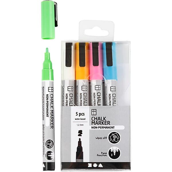 Starka Whiteboardpennor, 1,2-3mm, färger, 5-pack