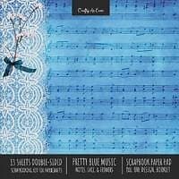 Pretty Blue Music Scrapbook Paper Pad 8x8 Decorative Scrapbooking Kit for Cardmaking Gifts, DIY Crafts, Printmaking, Papercrafts, Notes Lace