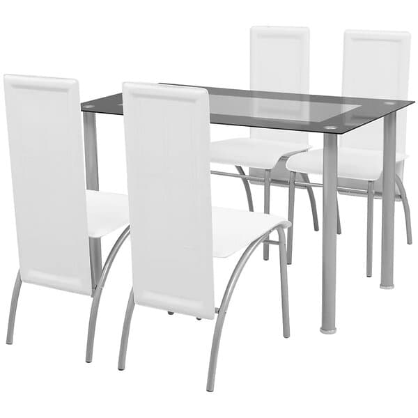 vidaXL Matbord och stolar 5 delar vit 242913