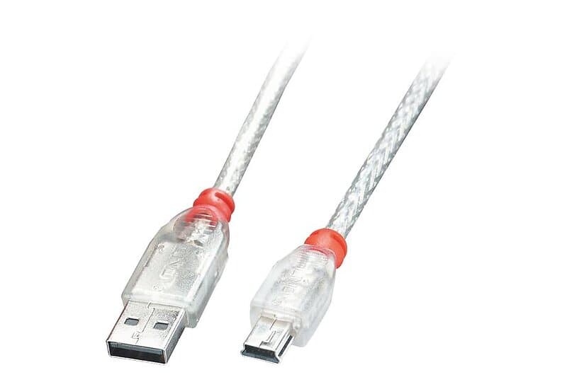 Lindy 41783 USB-kabel 2 m USB 2,0 USB A Mini-USB B Transparent