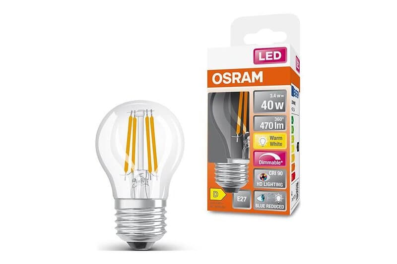 Osram LED SUPERSTAR LED-glödlampa med filament form: P40 klar finish E27 4,8 W varmt vitt ljus 2700 K