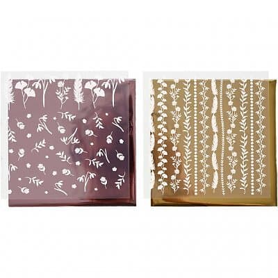 Creativ Company Limfolie Rosa/Guld Blommor 15x15 cm