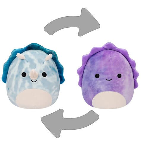 Squishmallows Flip A Mallow Delilah the Purple Dino/Jerome the Blue Dino, 13 cm