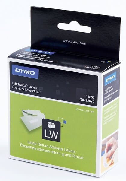 Dymo Etiketter LW Returadress, vit, 24x54mm, 500/fp