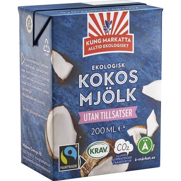 Kung Markatta Kokosmjölk 200ml KRAV Fairtrade