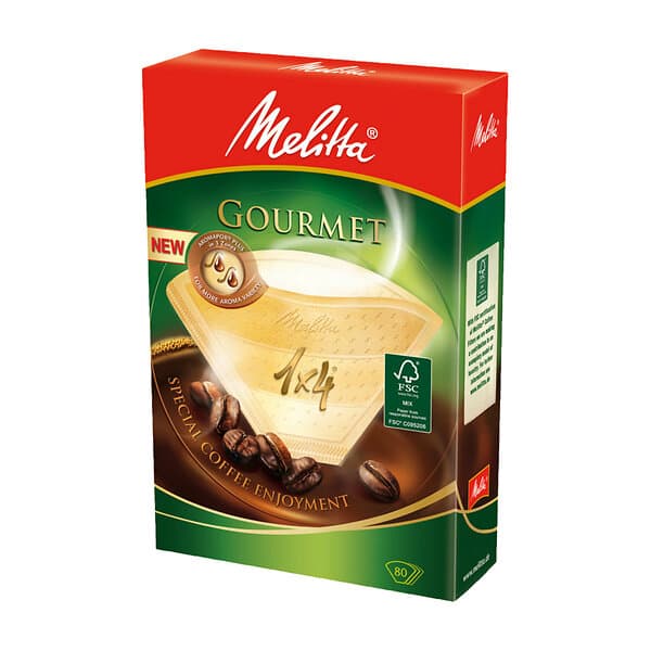 Melitta Kaffefilter Gourmet 1x4 Oblekta 80st