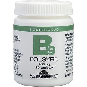 Natur-Drogeriet B9 Folsyra 400 µg (ekonomipack) 180 tabletter