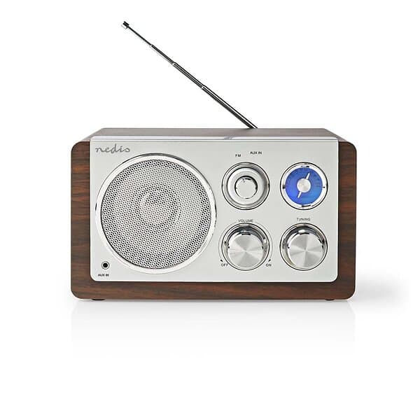 Nedis FM-radio Bordsdesign FM Strömadapter Analog 15 W Bluetooth Brun