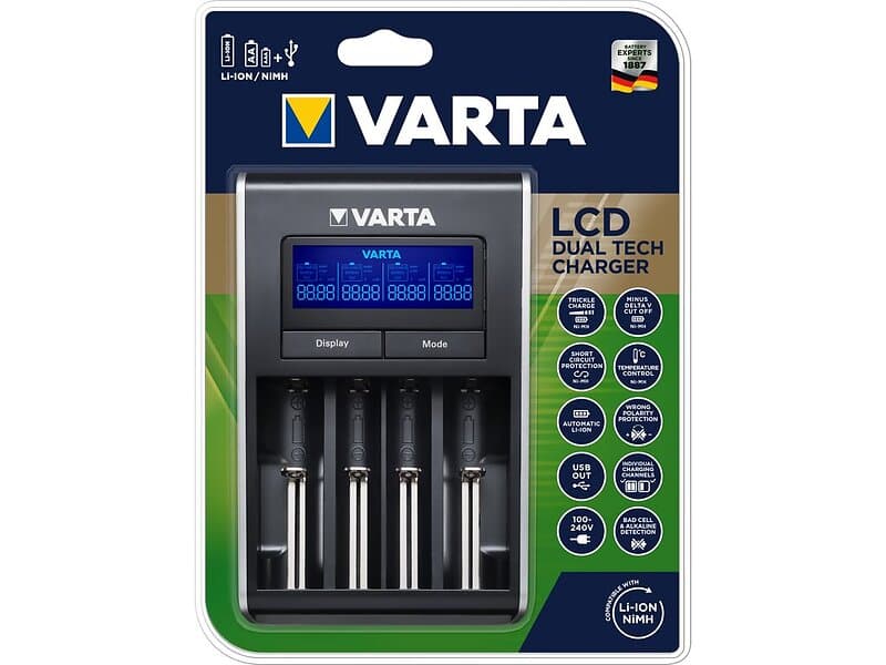 Varta laddare LCD Dual Tech. Laddar NiMH- och litium.