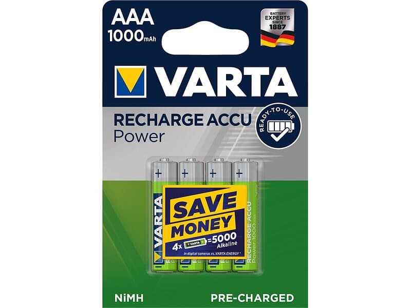 Varta Laddbart AAA 1000mAh 1,2v NiMH 4st