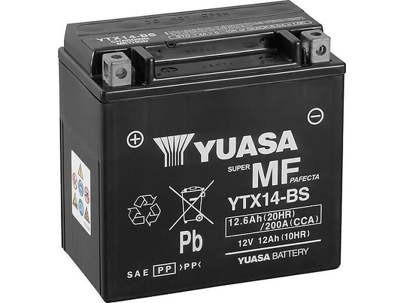 Yuasa Mc batteri YTX14-BS MF AGM 12v 12,6 Ah
