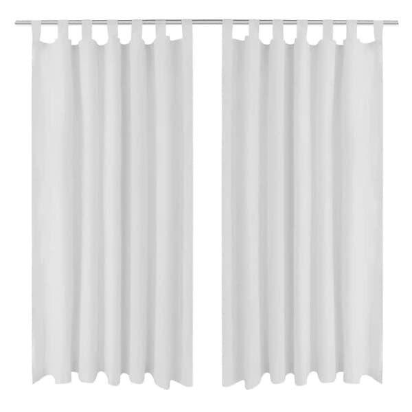 vidaXL 2-pack gardiner med öglor i vit microsatin 140 x 175 cm 130359