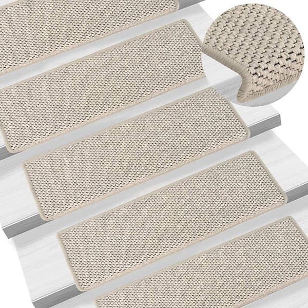 vidaXL Trappstegsmattor självhäftande sisal 15 st 65x21x4 cm silver 326883