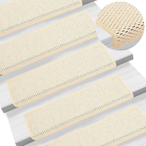 vidaXL Trappstegsmattor självhäftande sisal 15 st 65x21x4 cm naturvit 326893
