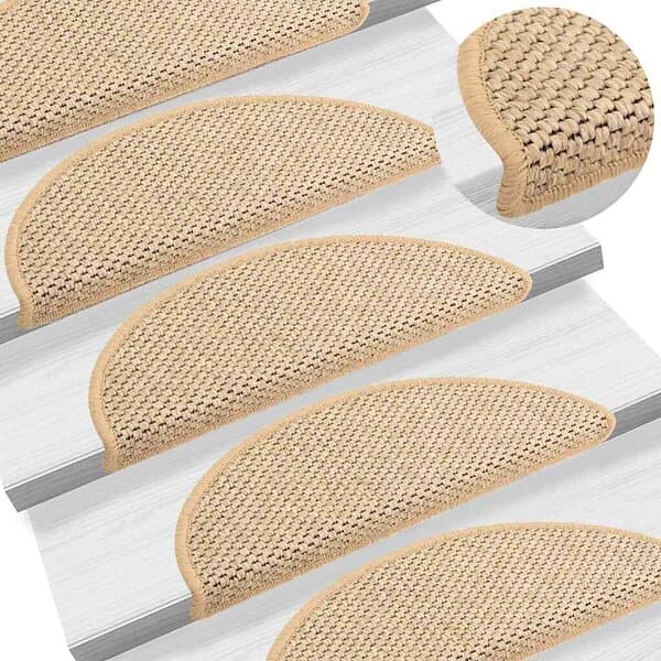 vidaXL Trappstegsmattor självhäftande sisal 15 st 56x17x3 cm ljusbeige 326868