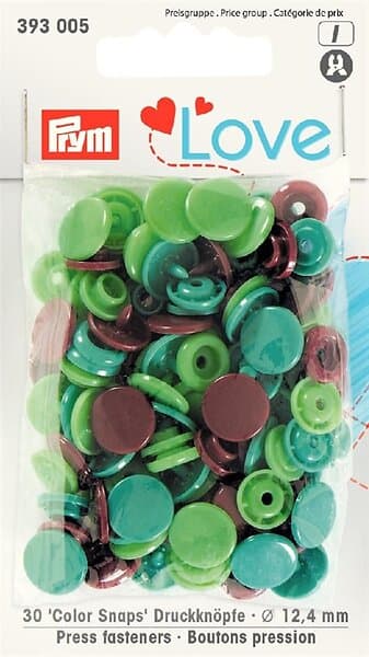 Prym Love Color Snaps blandade Gröna-Brun 30 st