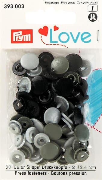 Prym Love Color Snaps blandade gråa 30 st