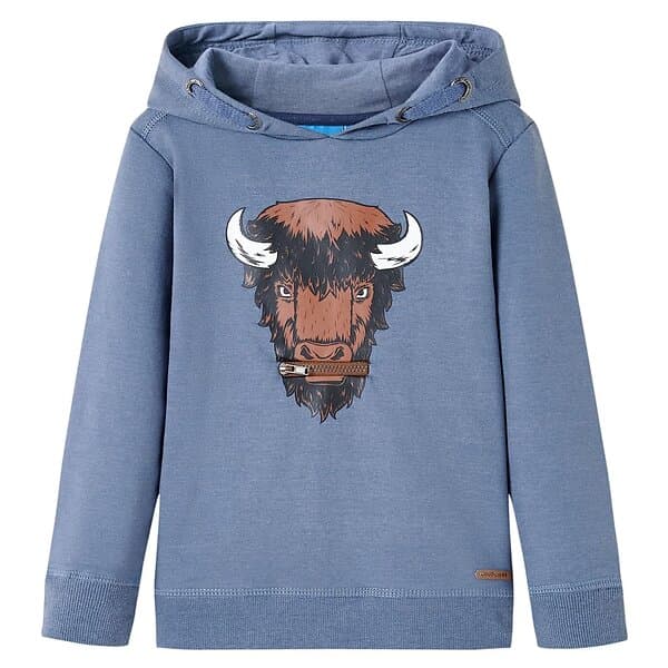 vidaXL Barnhoodie blå melange 140 13018