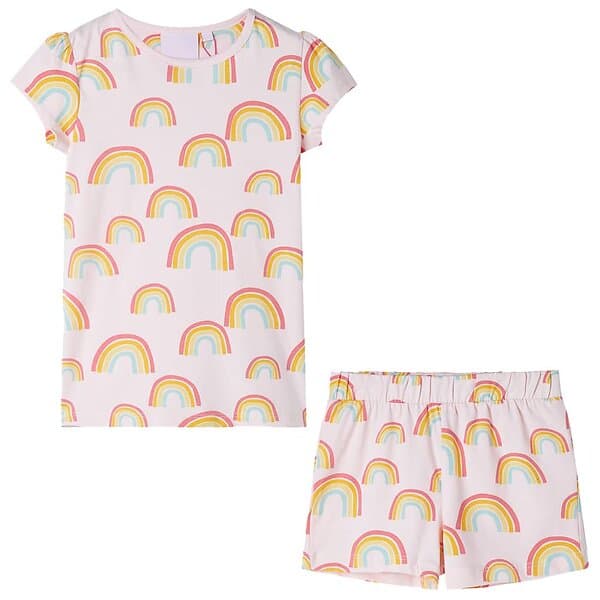 vidaXL Barnpyjamas med korta ärmar blekrosa 140 11403