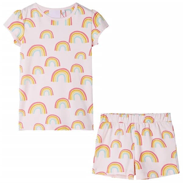 vidaXL Barnpyjamas med korta ärmar blekrosa 104 11400
