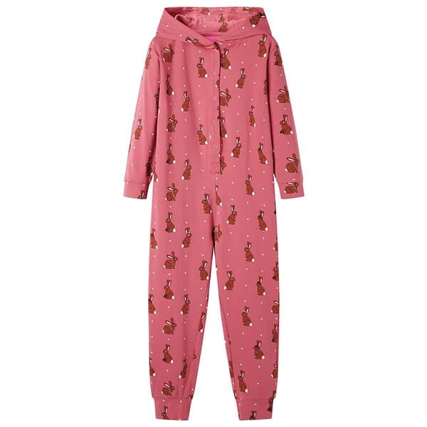 vidaXL Pyjamas med huva för barn gammalrosa 92 14234