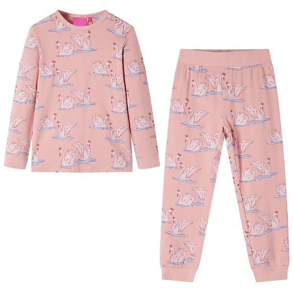 vidaXL Pyjamas med långa ärmar för barn ljusrosa 116 14226