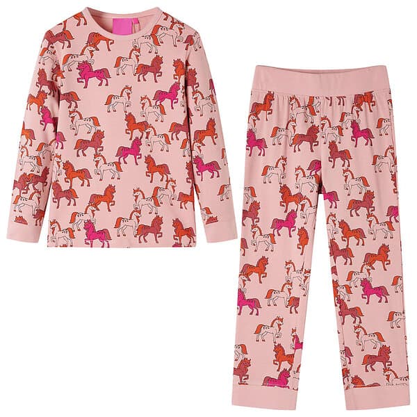 vidaXL Pyjamas med långa ärmar för barn ljusrosa 92 13754